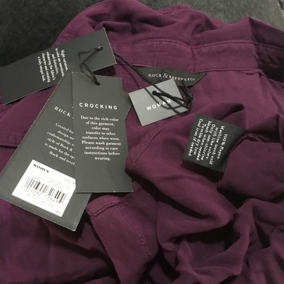 ROCK&REPUBLIC NWT purple twill top button down 0X - Picture 2 of 9